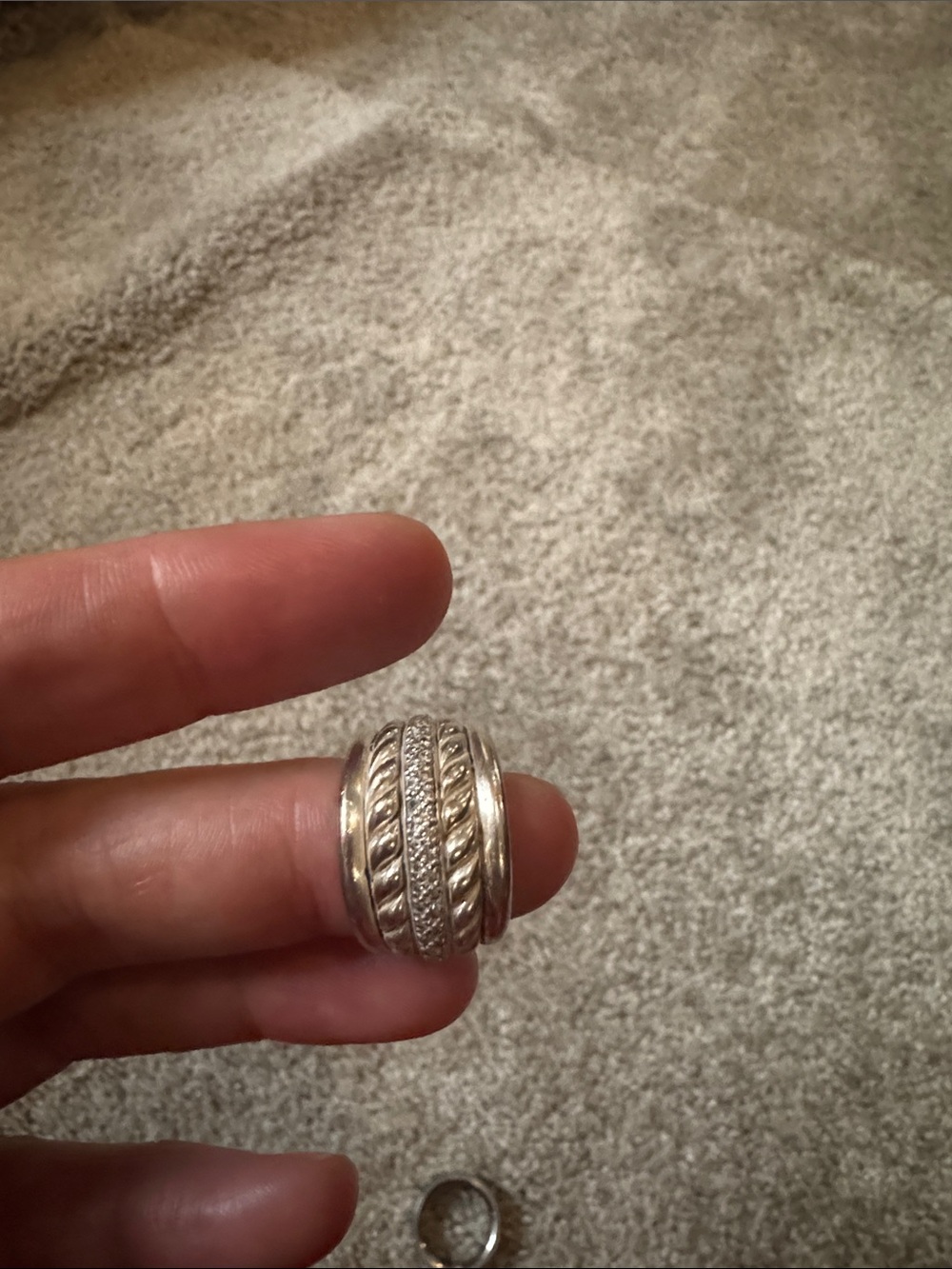 David Yurman Crossover Ring with Diamonds. Sterling silver